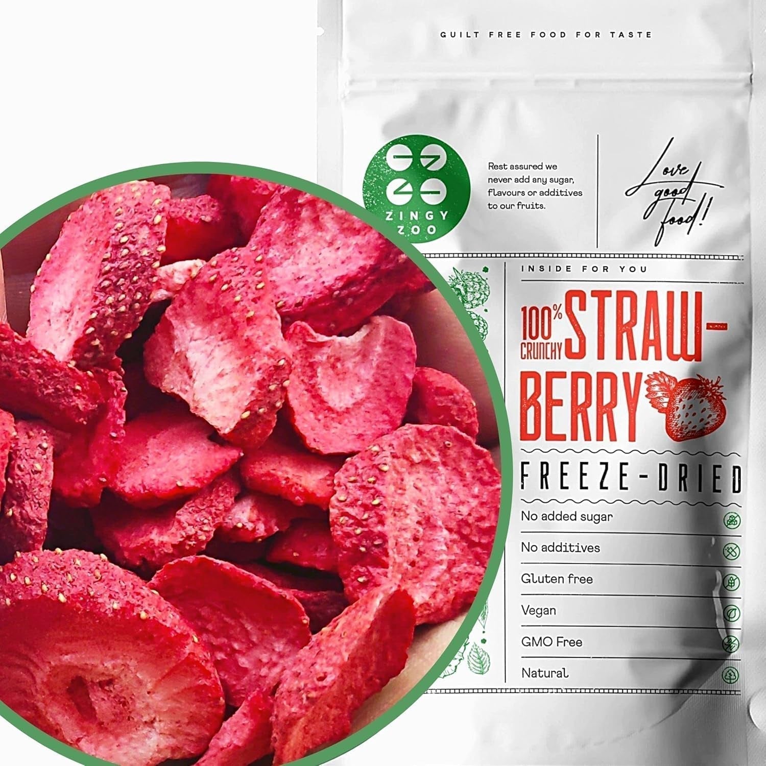 Fragole liofilizzate | Frutta liofilizzata | Frutta secca senza zucchero Frutta secca | Fragole secche Liofilizzate | Frutta liofilizzata (90g) Prodotti disidratati Naty Shop 90G