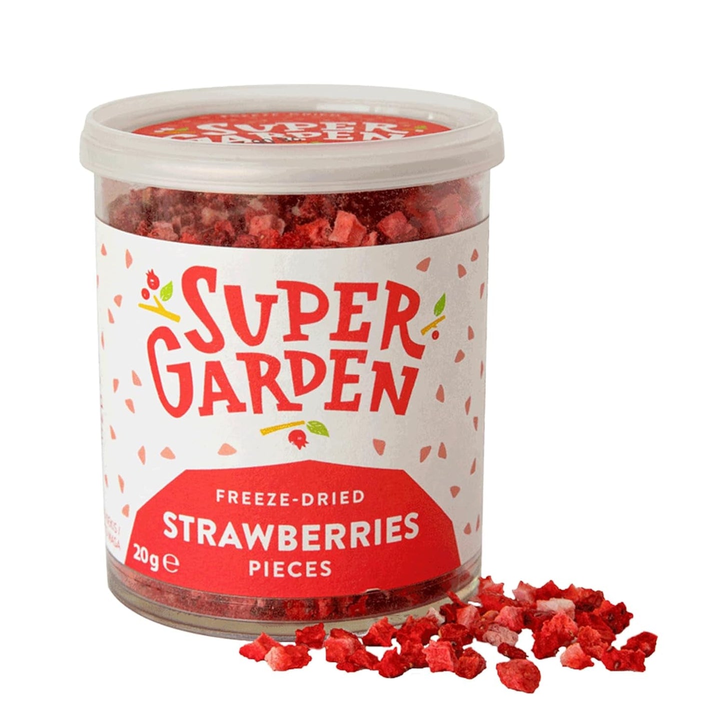 Fragole liofilizzate Super Garden | Frutta liofilizzata deliziosa e pura al 100% | Fragole essiccate intere per spuntini salutari o dolci | Fragole liofilizzate 19g Prodotti disidratati Naty Shop Torta alle fragole