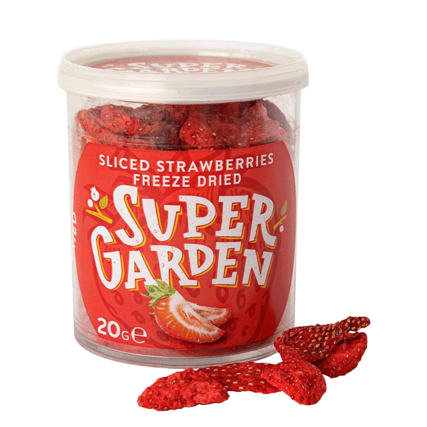 Fragole liofilizzate Super Garden | Frutta liofilizzata deliziosa e pura al 100% | Fragole essiccate intere per spuntini salutari o dolci | Fragole liofilizzate 19g Prodotti disidratati Naty Shop Fragole a fette