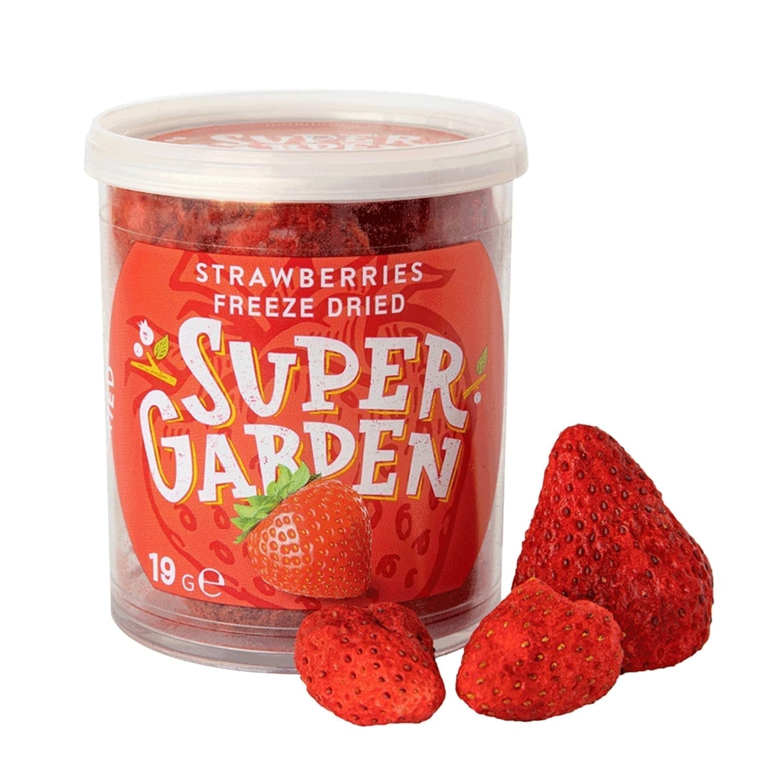 Fragole liofilizzate Super Garden | Frutta liofilizzata deliziosa e pura al 100% | Fragole essiccate intere per spuntini salutari o dolci | Fragole liofilizzate 19g Prodotti disidratati Naty Shop Fragole intere