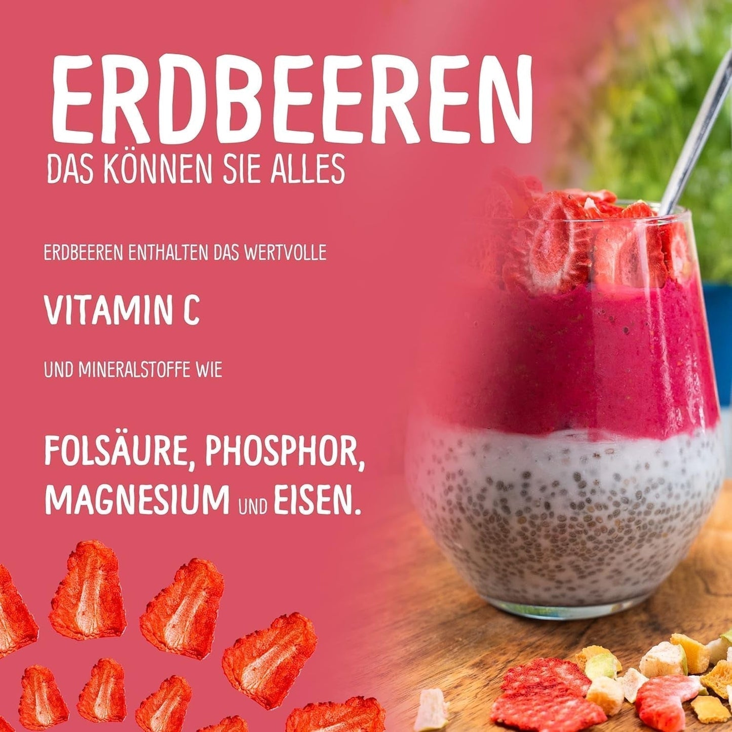 Fragole liofilizzate biologiche: 70g fragole essiccate per smoothie bowl, muesli, guarnizioni per porridge - frutti di bosco liofilizzati senza zuccheri aggiunti - fragole liofilizzate - Frutta NutriPur Prodotti disidratati Naty Shop