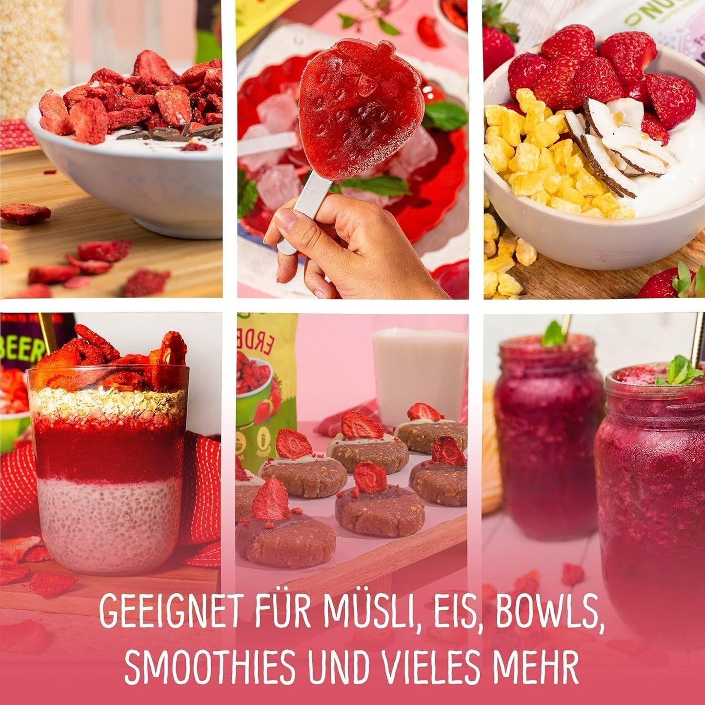 Fragole liofilizzate biologiche: 70g fragole essiccate per smoothie bowl, muesli, guarnizioni per porridge - frutti di bosco liofilizzati senza zuccheri aggiunti - fragole liofilizzate - Frutta NutriPur Prodotti disidratati Naty Shop