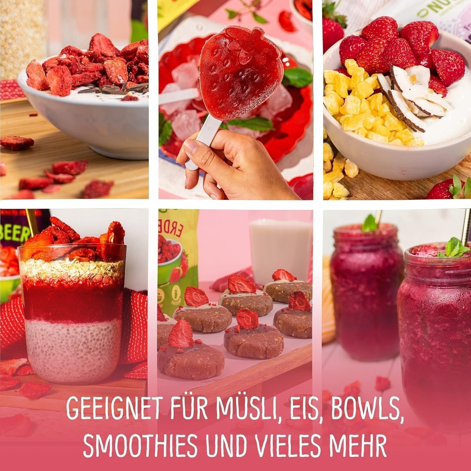Fragole liofilizzate biologiche: 70g fragole essiccate per smoothie bowl, muesli, guarnizioni per porridge - frutti di bosco liofilizzati senza zuccheri aggiunti - fragole liofilizzate - Frutta NutriPur Prodotti disidratati Naty Shop