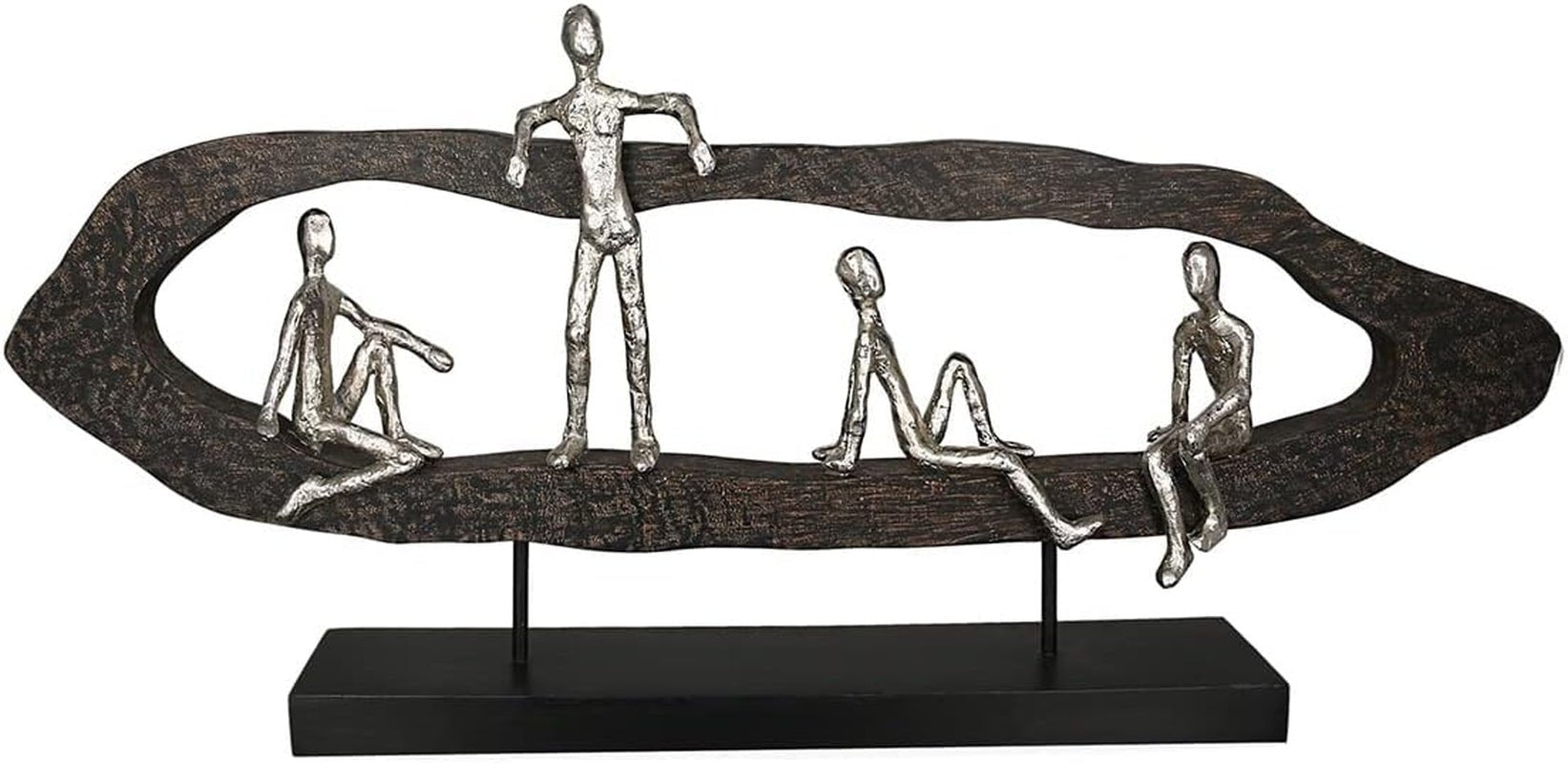 Casablanca design moderno GILDE Deco Scultura Figura - Migliori Amici - Hang Out Argento, legno/alluminio - larghezza 75 cm Statuette e sculture Naty Shop Colori nero, argento Altezza 35 cm