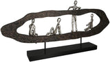 Casablanca design moderno GILDE Deco Scultura Figura - Migliori Amici - Hang Out Argento, legno/alluminio - larghezza 75 cm Statue e sculture Naty Shop