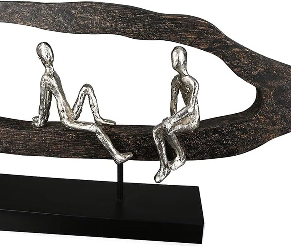 Casablanca design moderno GILDE Deco Scultura Figura - Migliori Amici - Hang Out Argento, legno/alluminio - larghezza 75 cm Statue e sculture Naty Shop