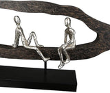 Casablanca design moderno GILDE Deco Scultura Figura - Migliori Amici - Hang Out Argento, legno/alluminio - larghezza 75 cm Statue e sculture Naty Shop