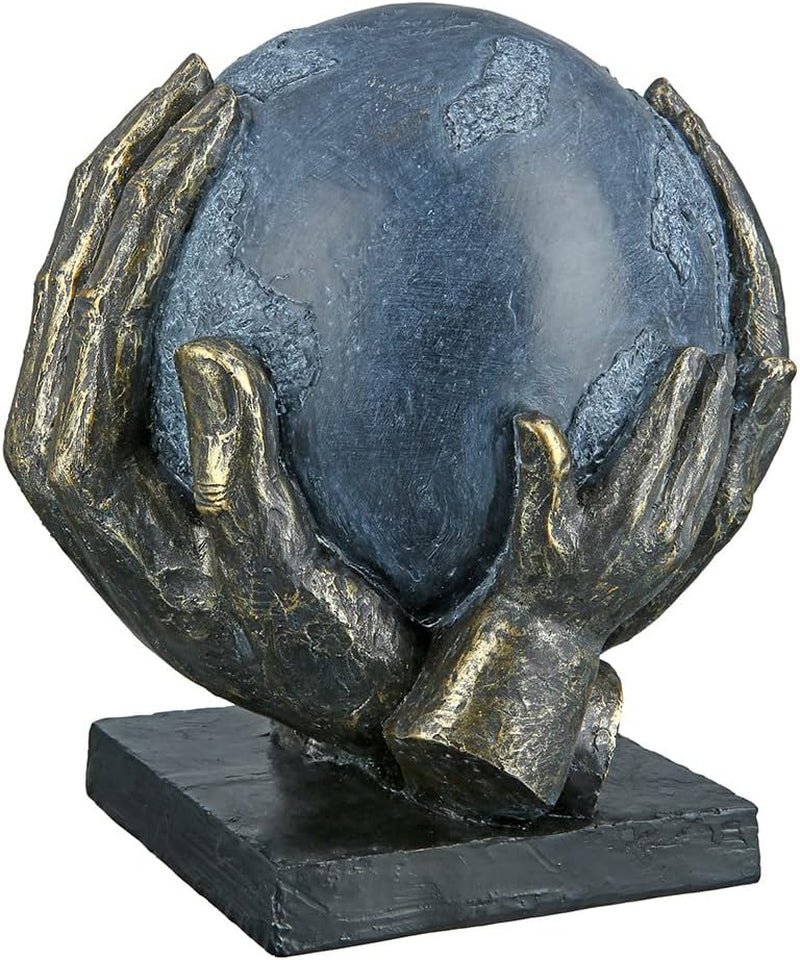 Casablanca design moderno GILDE Deco Scultura Figura Salva il mondo - Globo nelle mani - Altezza 19 cm Statue e sculture Naty Shop