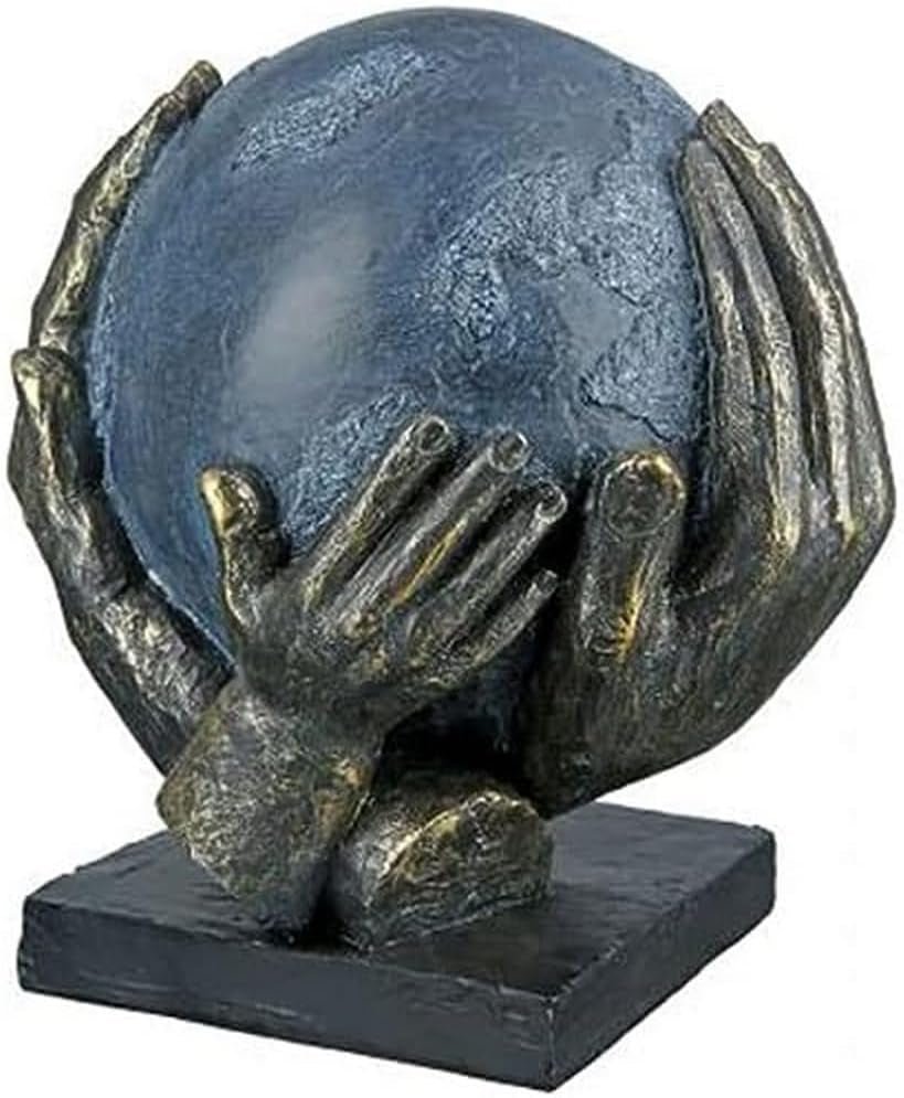 Casablanca design moderno GILDE Deco Scultura Figura Salva il mondo - Globo nelle mani - Altezza 19 cm Statue e sculture Naty Shop Bronzo, grigio, nero Altezza 19 cm