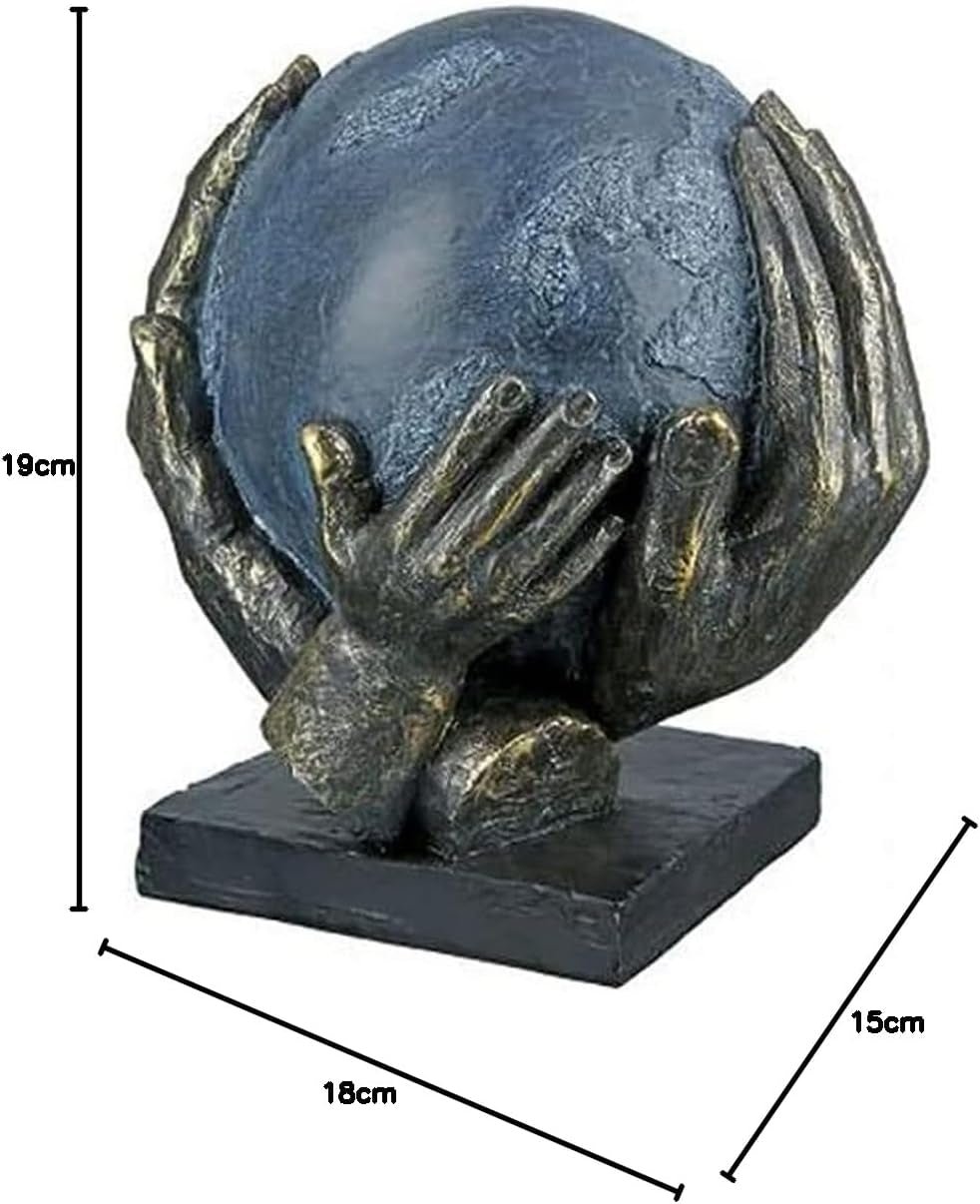 Casablanca design moderno GILDE Deco Scultura Figura Salva il mondo - Globo nelle mani - Altezza 19 cm Statue e sculture Naty Shop