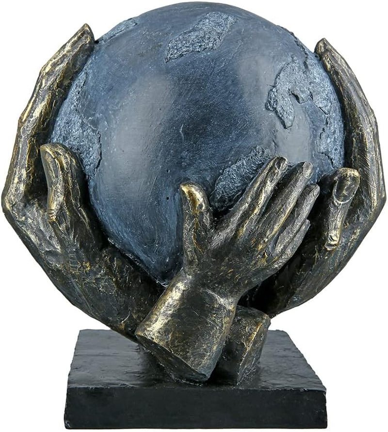 Casablanca design moderno GILDE Deco Scultura Figura Salva il mondo - Globo nelle mani - Altezza 19 cm Statue e sculture Naty Shop