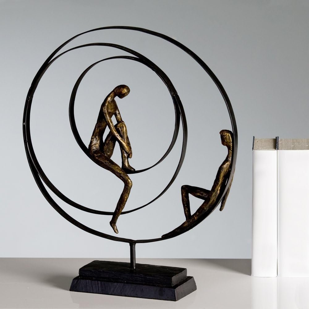 Statuina scultura decorativa Casablanca - In resina sintetica - Modello: Patience - Colori: Bronzo Nero - Soggiorno decorativo - Altezza 41 cm Statue e sculture Naty Shop