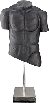Casablanca grande scultura decorativa - scultura rotonda in legno alluminio colore: argento naturale - decorazione soggiorno regalo compleanno altezza 46 cm Statuette e sculture Naty Shop Antracite Altezza 55 cm