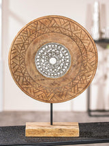 Casablanca scultura decorativa grande - scultura rotonda in legno alluminio colore: argento naturale - decorazione soggiorno regalo compleanno altezza 46 cm Statuette e sculture Naty Shop Colori naturali Altezza 46 cm