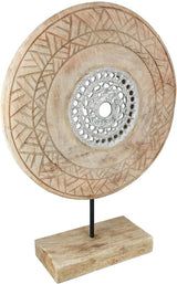 Casablanca grande scultura decorativa - scultura rotonda in legno alluminio colore: argento naturale - decorazione soggiorno regalo compleanno altezza 46 cm Statuette e sculture Naty Shop