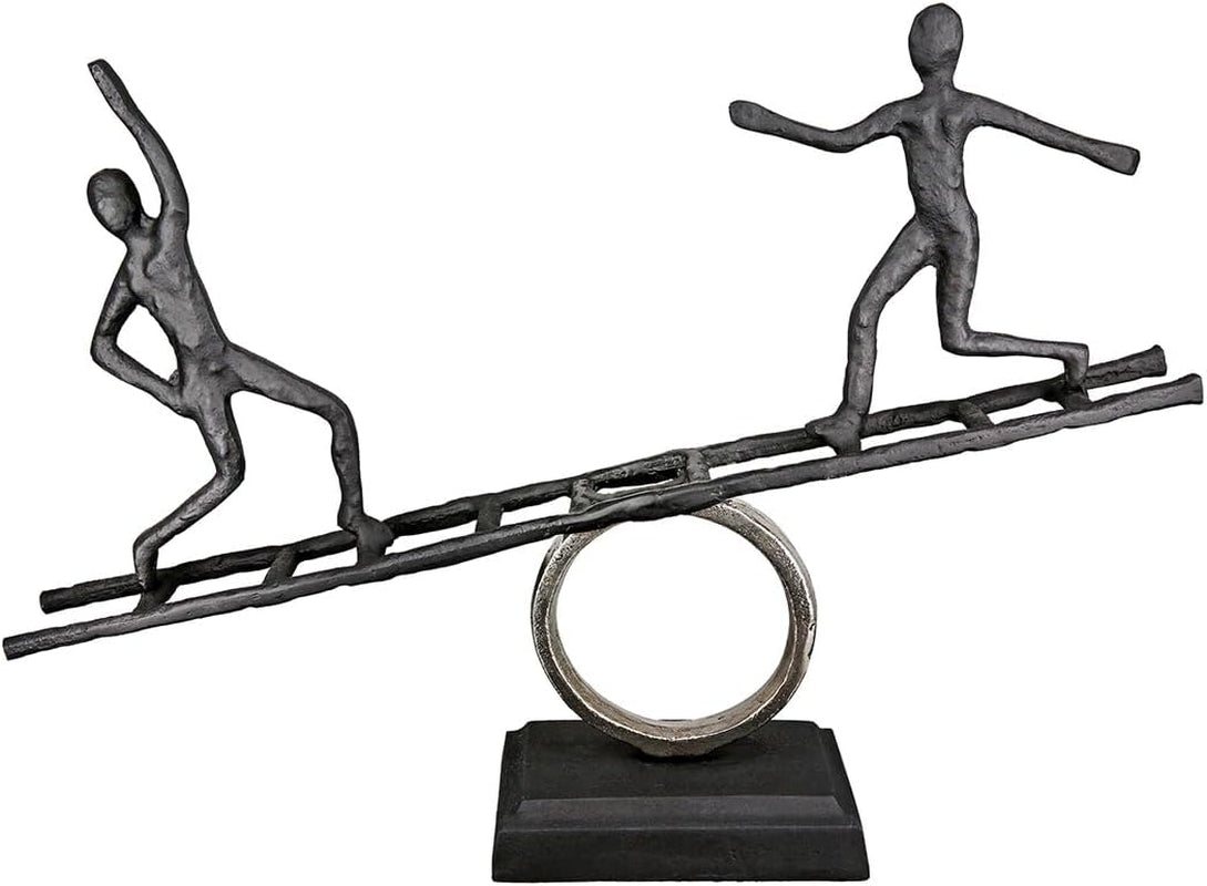 Casablanca grande scultura decorativa - scultura rotonda in legno alluminio colore: argento naturale - decorazione soggiorno regalo compleanno altezza 46 cm Statue e sculture Naty Shop Antracite, argento Altezza 35 cm