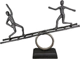 Casablanca grande scultura decorativa - scultura rotonda in legno alluminio colore: argento naturale - decorazione soggiorno regalo compleanno altezza 46 cm Statue e sculture Naty Shop Antracite, argento Altezza 35 cm
