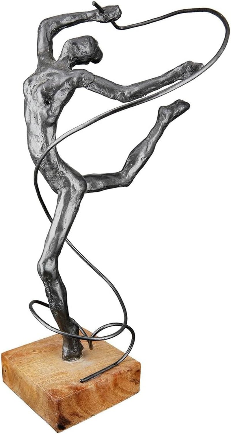 Casablanca grande scultura decorativa - scultura rotonda in legno alluminio colore: argento naturale - decorazione soggiorno regalo compleanno altezza 46 cm Statuette e sculture Naty Shop Antracite Altezza 36,5 cm