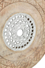 Casablanca grande scultura decorativa - scultura rotonda in legno alluminio colore: argento naturale - decorazione soggiorno regalo compleanno altezza 46 cm Statuette e sculture Naty Shop