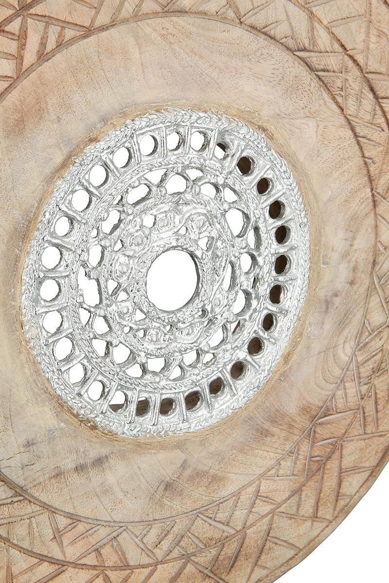 Casablanca grande scultura decorativa - scultura rotonda in legno alluminio colore: argento naturale - decorazione soggiorno regalo compleanno altezza 46 cm Statuette e sculture Naty Shop
