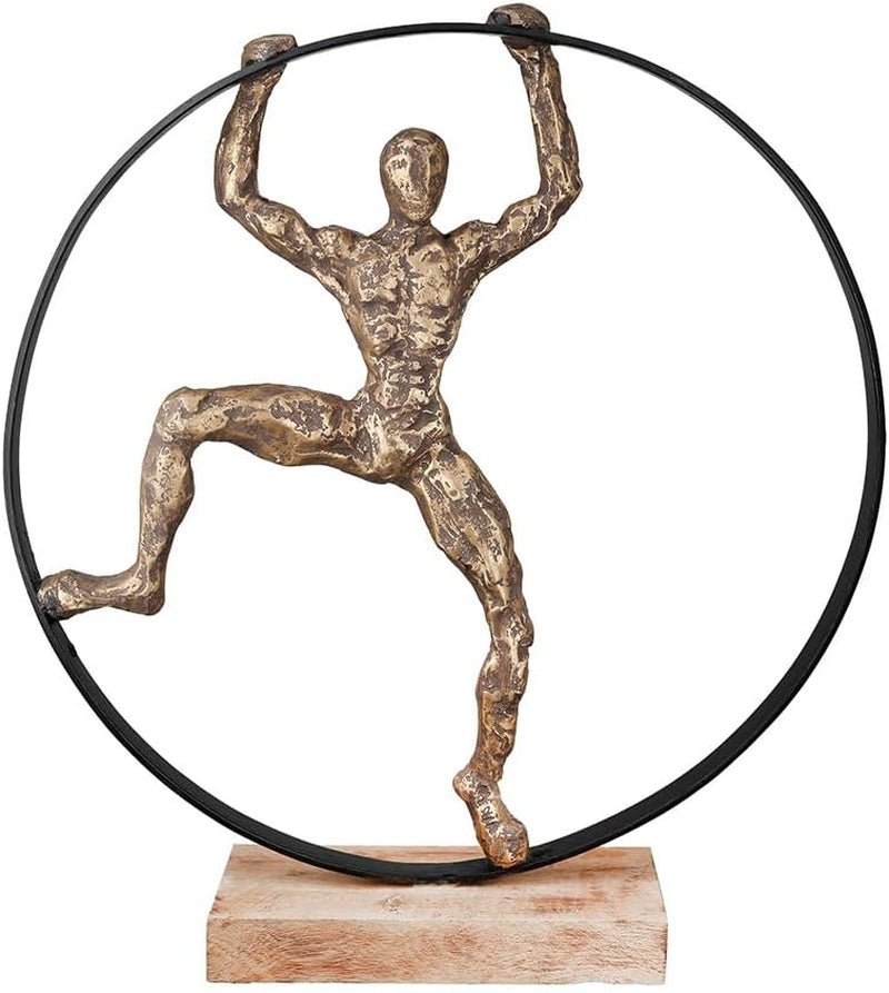 Casablanca grande scultura decorativa - scultura rotonda in legno alluminio colore: argento naturale - decorazione soggiorno regalo compleanno altezza 46 cm Statuette e sculture Naty Shop Bronzo Altezza 45 cm