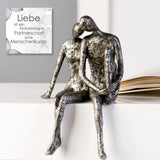 Scultura Casablanca - Coppia statuina decorativa - Poliresina - Colore: argento antico Altezza 25 cm Statue e sculture Naty Shop