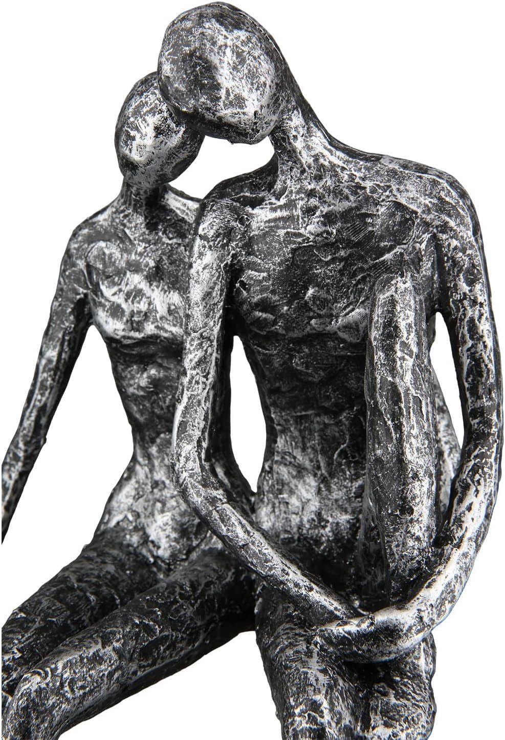 Scultura Casablanca - Coppia statuina decorativa - Poliresina - Colore: argento antico Altezza 25 cm Statue e sculture Naty Shop