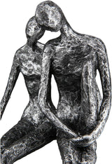Scultura Casablanca - Coppia statuina decorativa - Poliresina - Colore: argento antico Altezza 25 cm Statue e sculture Naty Shop