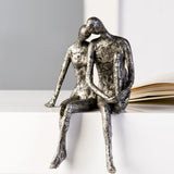Scultura Casablanca - Coppia statuina decorativa - Poliresina - Colore: argento antico Altezza 25 cm Statue e sculture Naty Shop