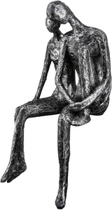 Scultura Casablanca - Coppia statuina decorativa - Poliresina - Colore: argento antico Altezza 25 cm Statue e sculture Naty Shop