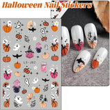 Nagelsticker Halloween, 8 Blätter Halloween Nagelsticker, Kürbis Nail Sticker, Nail Art, Nagel Charms, Nagel Zubehör, Nageldesign, Natale (tipo A)