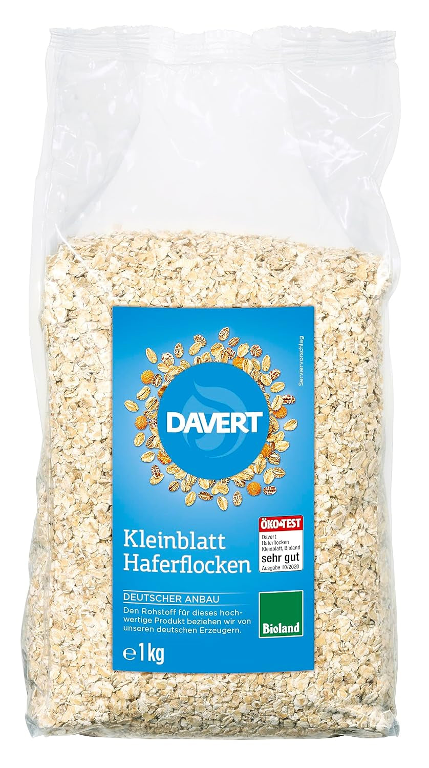 Davert Bioland Farina d'avena a foglia piccola 1kg – A base di chicchi di avena integrali, un prezioso prodotto intero – 100% qualità biologica Davert (1 x 1kg)