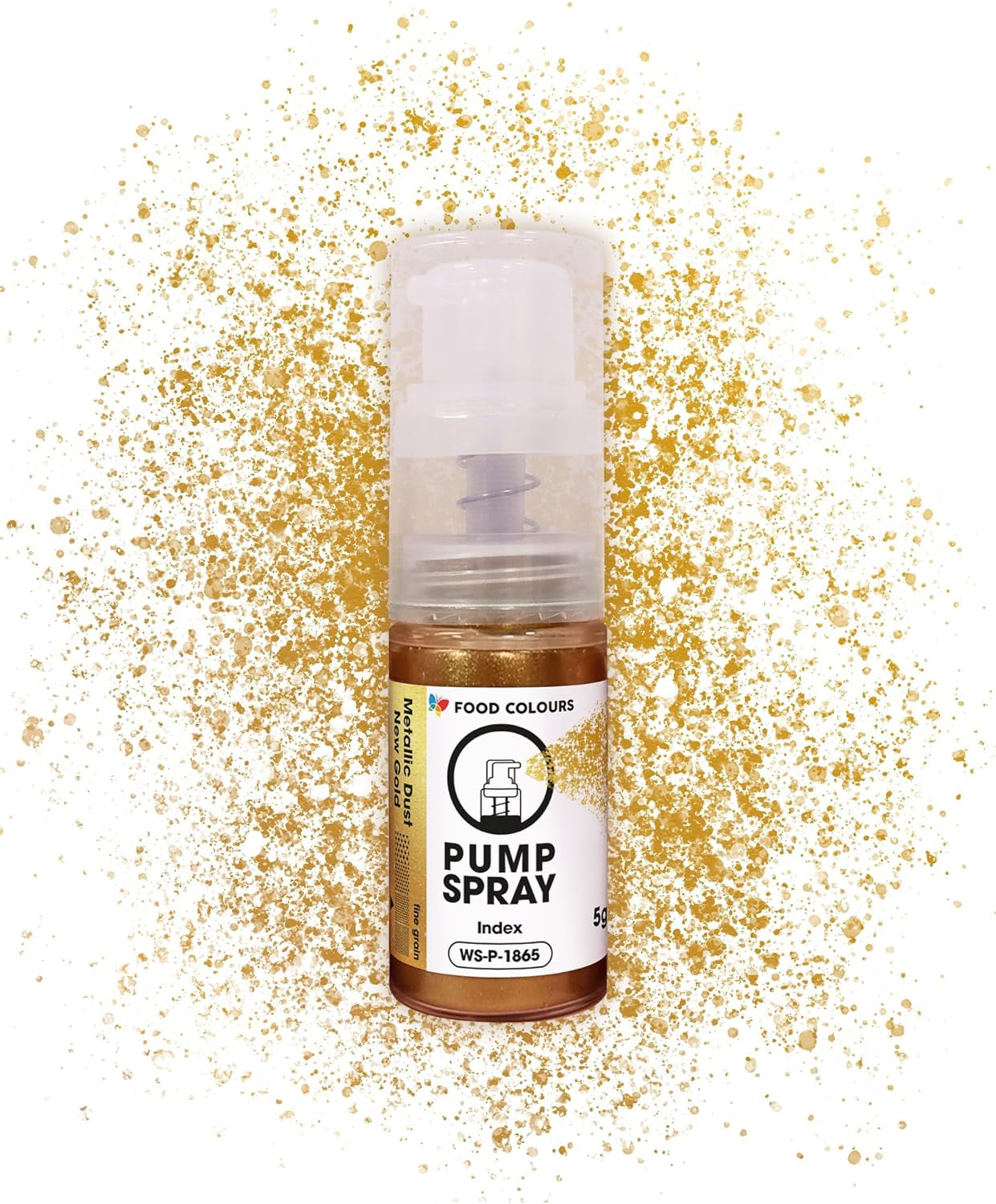 Spray alimentare glitter commestibile NEW SILVER SHIMMERING 5G pompa con polvere metallica per la decorazione rapida ed efficace di torte, creme, gelatine, praline, cioccolato e decorazioni di zucchero