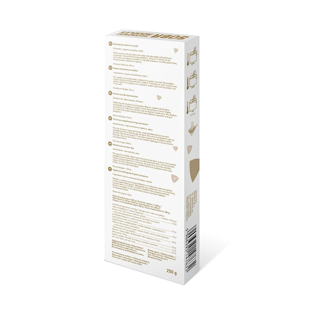 DIET-FOOD Bio Buchweizen Soba Nudeln Lebensmittel Pasta Vegane Glutenfreie Lactosefrei Sojafrei Nudeln für Vegetarian und Veganer 250 Gramm