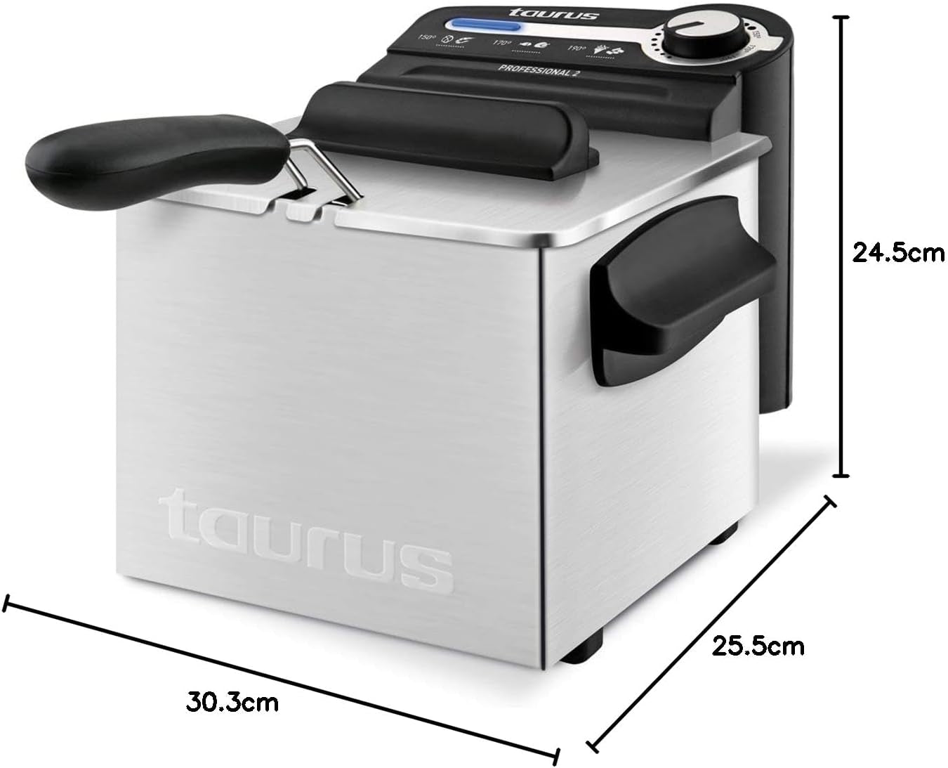Taurus Professional 2 plus - Friggitrice ad olio, 2 litri, 1700 W, acciaio inox 18/8 Elettrodomestici Naty Shop