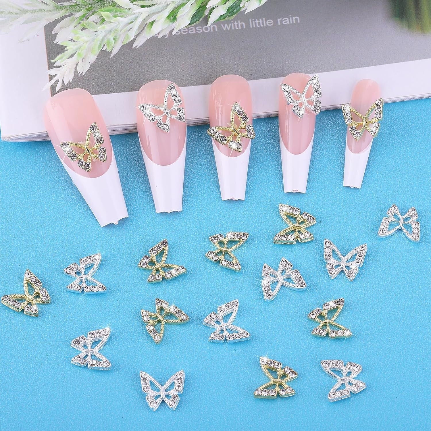 20 pz. Glitter Farfalla Ciondoli per Unghie, Strass per Nail Art, Pietre per Unghie, Farfalla Nail Art, Strass, Ciondoli per Unghie di San Valentino, Decorazione Fai da Te per Custodia per Cellulare