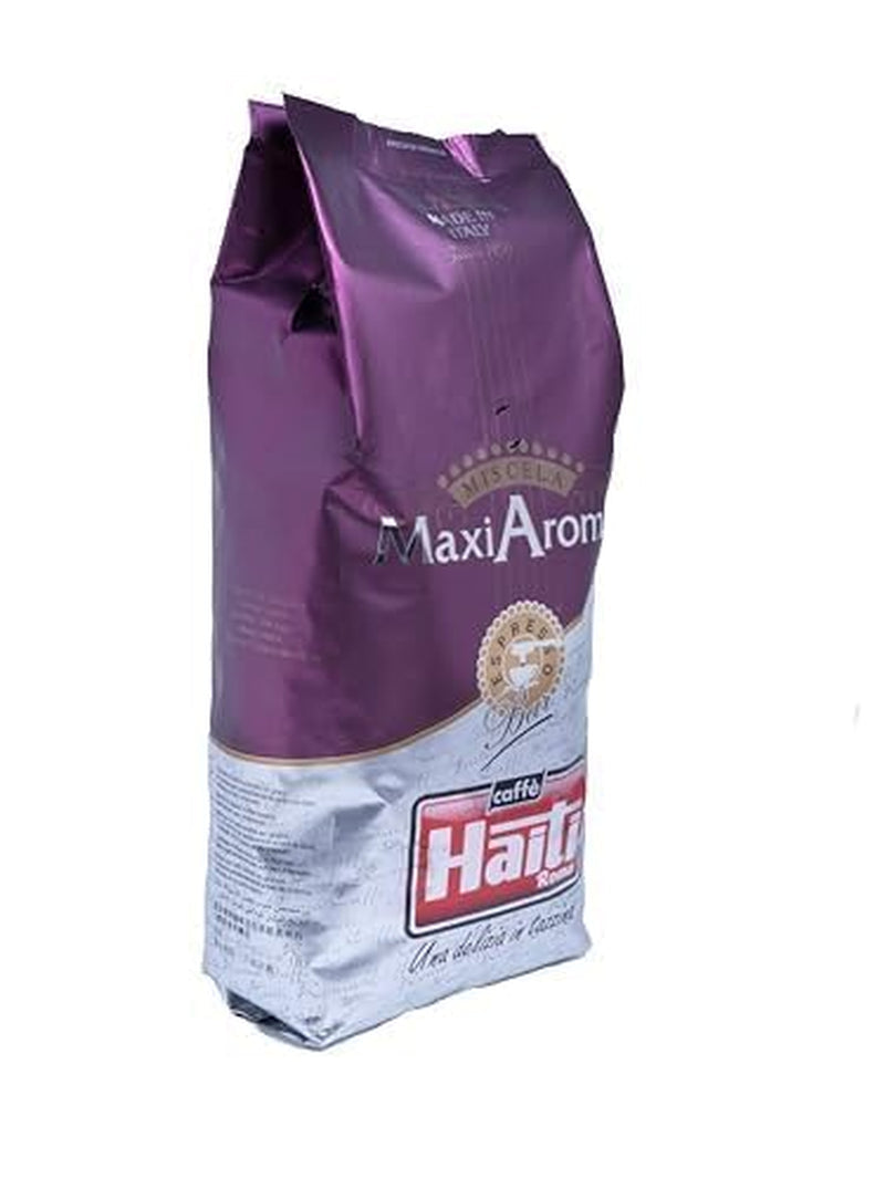 Caffè Haiti Roma Maxi Aroma in confezione da 1 kg. Miscela equilibrata, tostatura artigianale, made in Italy.