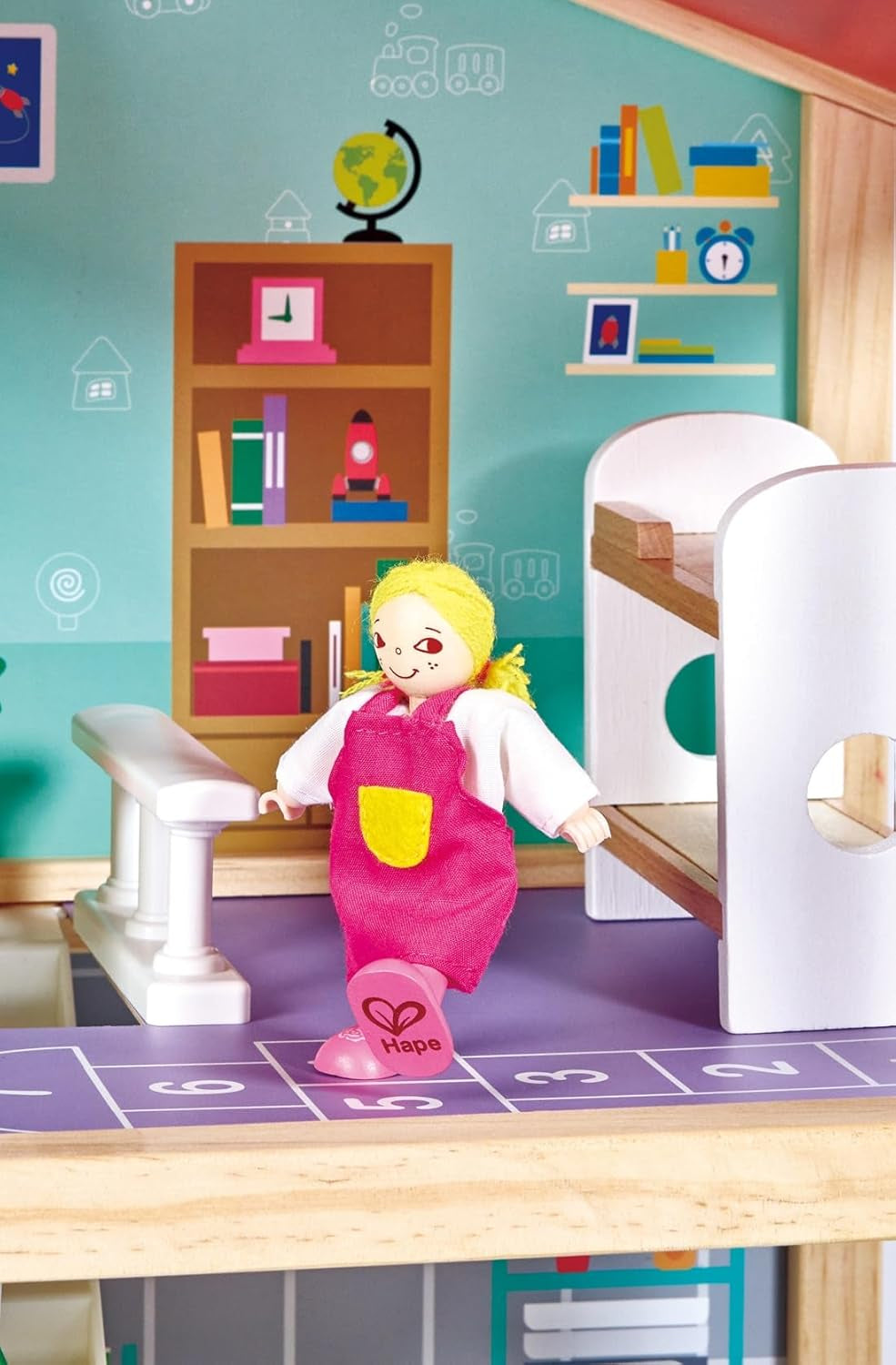 Hape Doll's Villa Casa delle bambole in legno con 10 stanze Gioco di ruolo creativo con mobili e accessori Giocattolo educativo per bambini dai 3 anni in su