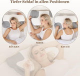 Wellsync Cuscino per il Collo Cuscino ergonomico Cuscino in Memory Foam Cuscino ortopedico per chi dorme sul fianco Chi dorme sulla schiena Chi dorme sullo stomaco Dolore al collo Bianco Grigio Cuscini ortopedici cervicali Naty Shop