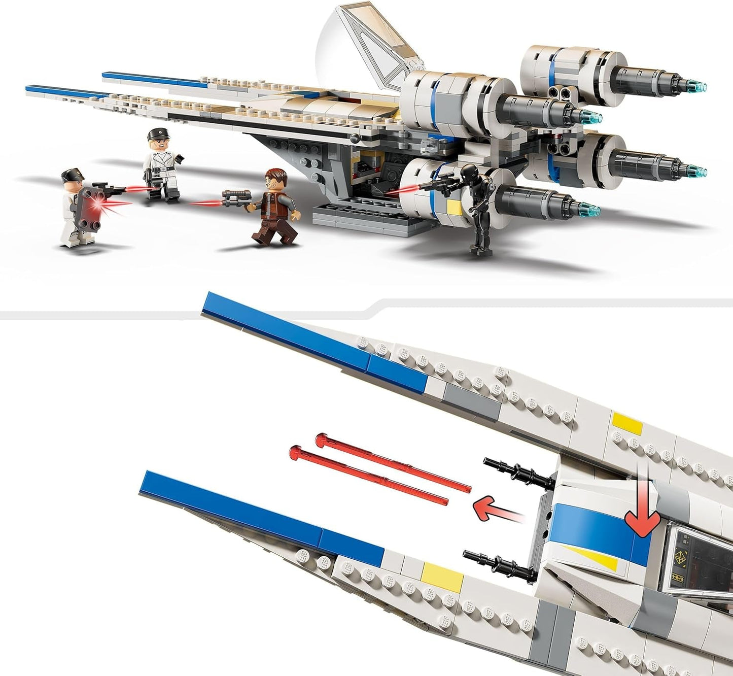 LEGO Star Wars 75399 Rebel U-Wing Starfighter - Giocattolo con funzione di ala oscillante e 3 minifigure tra cui Cassian Andor e il droide K-2SO - Regalo per ragazzi dagli 8 anni in su e fan di Andor stagione 2 Set di costruzione Beuche den LEGO-Store