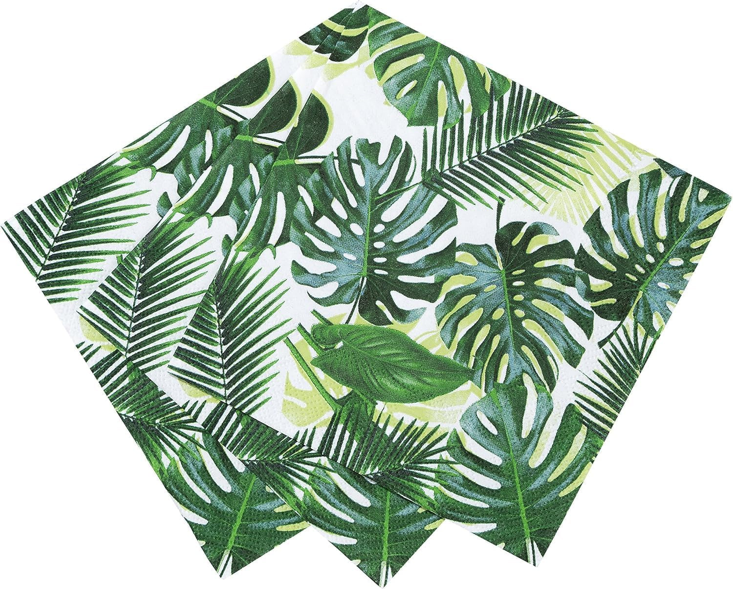Confezione da 20 salviette tropicali | Tovaglioli di carta verde con motivo foglia di palma | Stoviglie usa e getta per feste per bambini, feste safari, giungla, dinosauri, estate, tema hawaiano