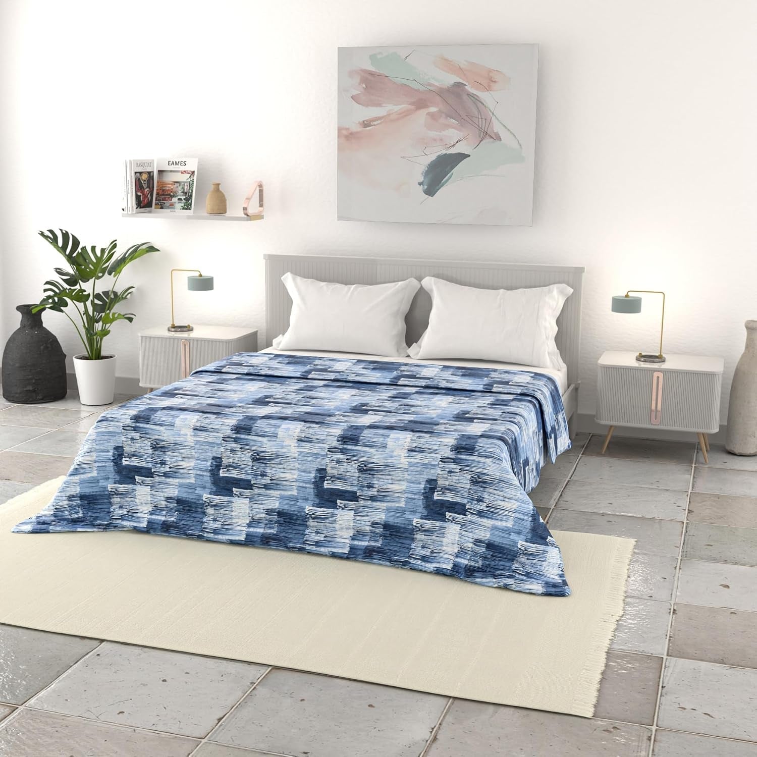 Biancheria da letto italiana trapunta basic estiva, microfibra stampata, 250X240Cm, piumini e trapunte a cerchio Naty Shop Dye 250X240Cm