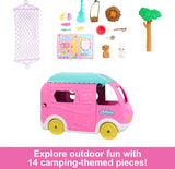 Barbie Chelsea Roulotte 2-in-1 - Veicolo giocattolo con piscina, amaca e zona pranzo per giochi fantasiosi e storie, dai 3 anni in su, HNH90