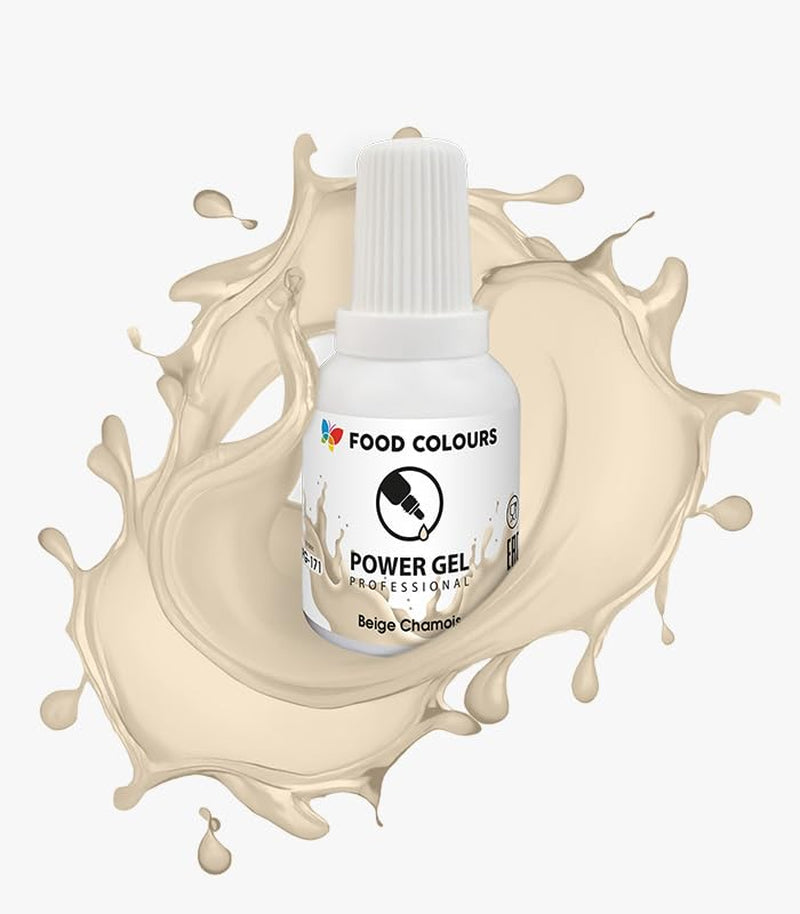 Colorante alimentare in gel, beige, color champagne, 20 g. Colorante alimentare per un'ampia gamma di applicazioni per decorare torte, crostate, creme, pan di spagna, glassa reale, macarons.