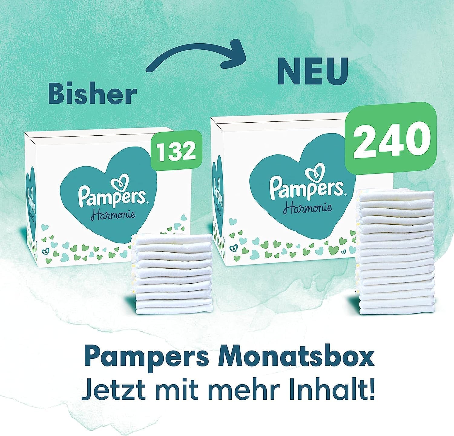 Set pannolini per bambini Harmonie misura 2 (4-8 kg, 240 pezzi) SCATOLA MENSILE e scatola di salviette umidificate Harmonie Aqua Baby 720 salviette (15 x 48), Baby Essentials