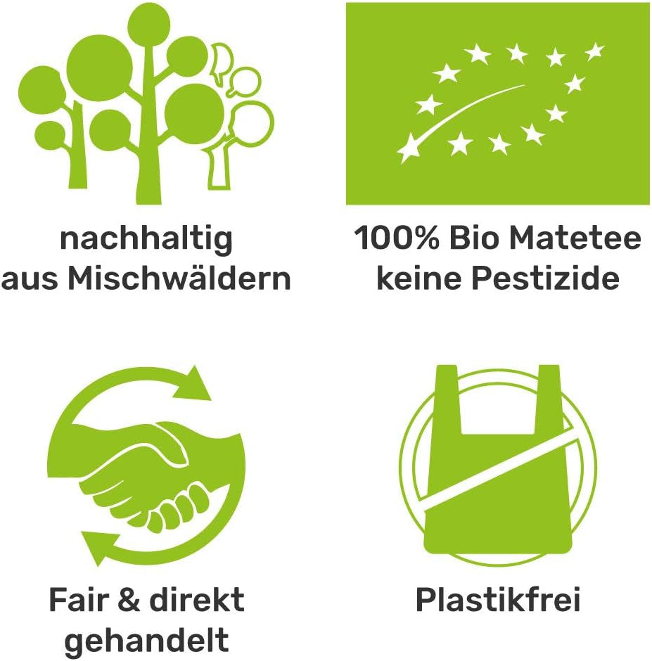 Set da tè Mate Bio ● 3 assortimenti Mate + 2 tazze Mate in acciaio inossidabile a doppia parete + 2 bombillas + istruzioni per la preparazione (nero)