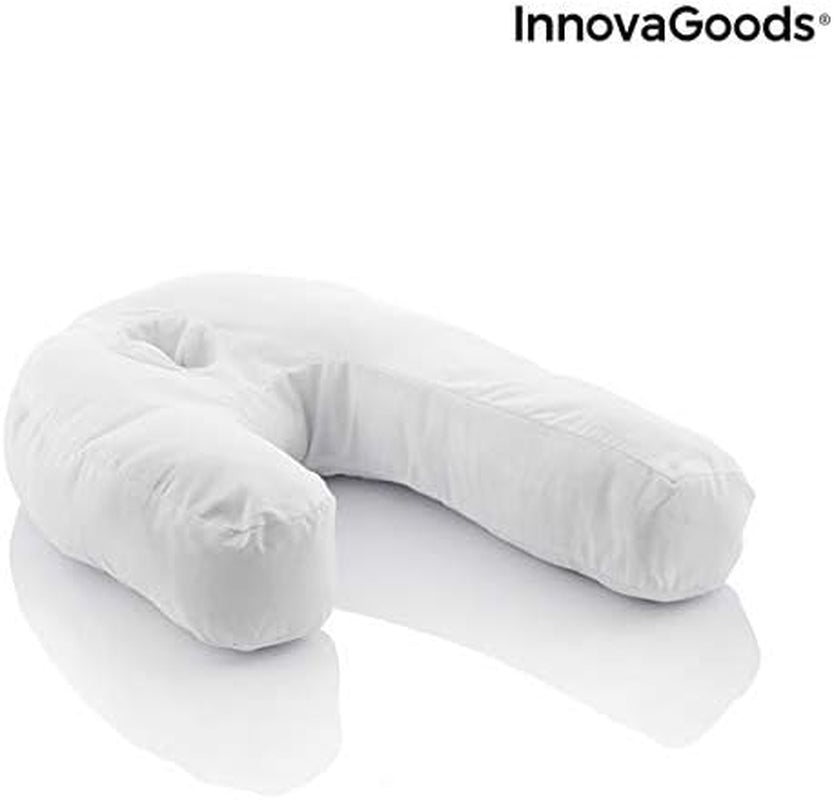 Innovagoods Ergonomic U-Shaped Pillow for Side Sleepers, Ideal for Pregnancy, Promotes Calm Breathing, Reduces Snoring, Cotton and Polyester, White, 39 X 57 X 14 Cm Cervical Orthopedic Pillows Naty Shop