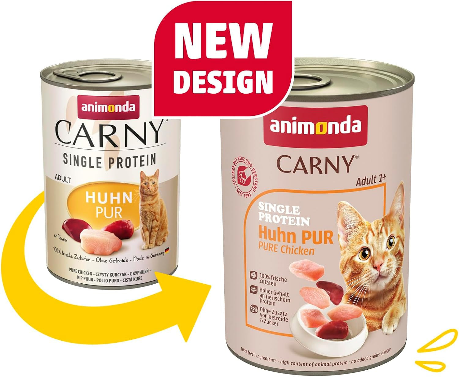 animonda Carny Adult Single Protein Pure Chicken (6 x 400g), alimento umido per gatti adulti con un'unica fonte proteica, alimento umido per gatti adulti, senza cereali e senza zucchero