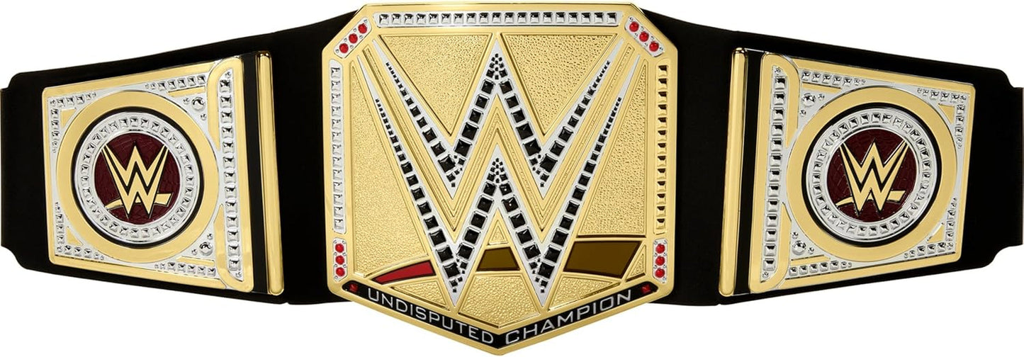 Mattel Cintura del campionato WWE Mattel, gioco di ruolo e costume del campionato universale WWE indiscusso, ca. Cintura Lunga 100 Cm In Ecopelle Con Vestibilità Unica, HYJ35 Action figures Naty Shop Titolo predefinito