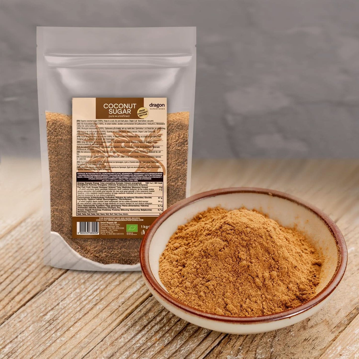 Zucchero di cocco-100% biologico, non raffinato, 1 Kg Dolcificanti Naty Shop
